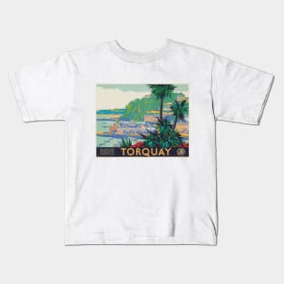 Vintage British Rail Travel Poster: Torquay on the South Devon Coast Kids T-Shirt